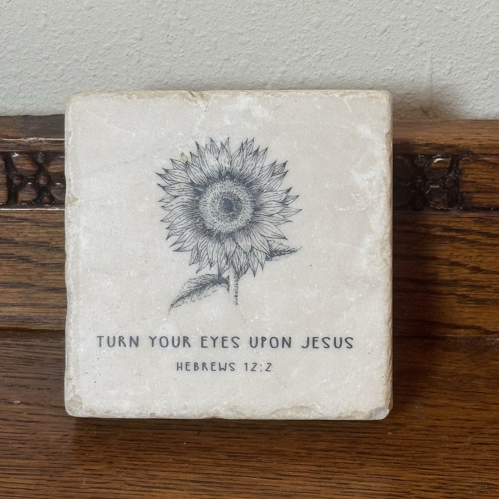 Twelve Stone Art Marble Scripture Plaque Turn Your Eyes Upon Jesus